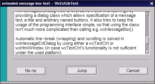 wxMessageExtDialog in text-mode (wxMOTIF port, using Lesstif).